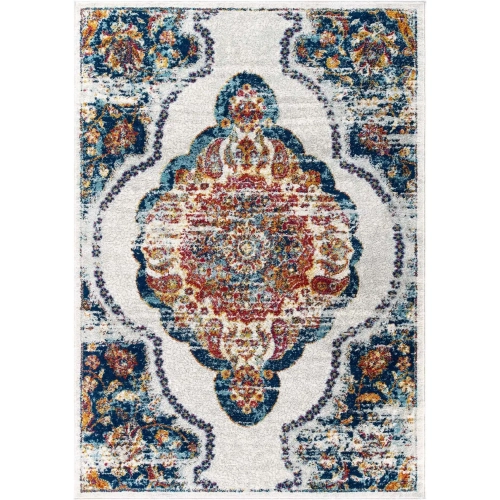 Entourage Malia Distressed Vintage Floral Persian Medallion 5 x 8 Area Rug