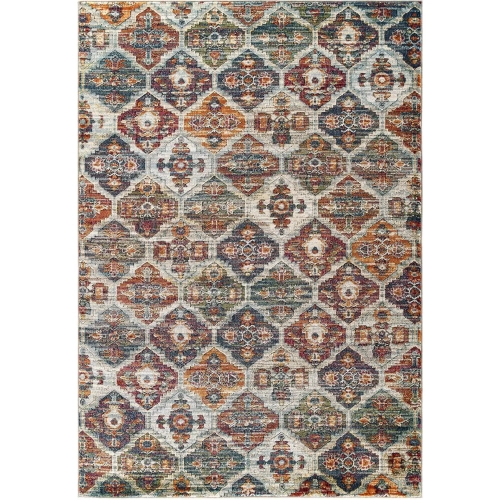 Tribute Azalea Distressed Vintage Floral Lattice 5 x 8 Area Rug