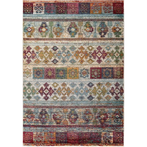 Tribute Nala Distressed Vintage Floral Lattice 8 x 10 Area Rug in Multicolor