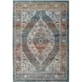 Tribute Camellia Distressed Vintage Floral Medallion 5 x 8 Area Rug in Multicolor