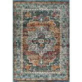 Tribute Diantha Distressed Vintage Floral Medallion 5 x 8 Area Rug in Multicolor