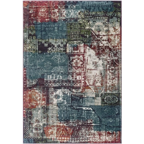 Tribute Elowen Contemporary Modern Vintage Mosaic 8 x 10 Area Rug in Multicolor