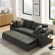 Commix Down Filled Overstuffed Sleeper Sofa in Gray Linen Like Fabric