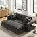 Commix Down Filled Overstuffed Sleeper Sofa in Gray Linen Like Fabric