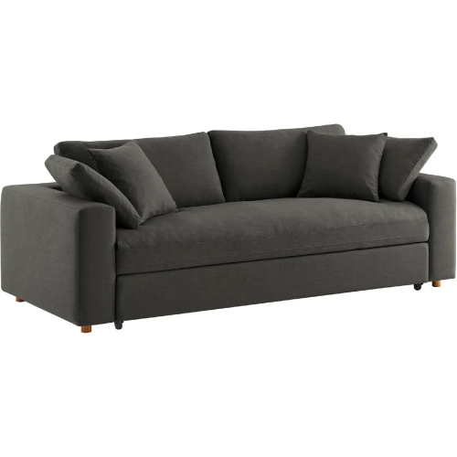 Commix Down Filled Overstuffed Sleeper Sofa in Gray Linen Like Fabric