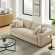 Commix Down Filled Overstuffed Sleeper Sofa in Light Beige Linen Like Fabric