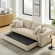 Commix Down Filled Overstuffed Sleeper Sofa in Light Beige Linen Like Fabric
