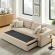 Commix Down Filled Overstuffed Sleeper Sofa in Light Beige Linen Like Fabric