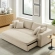 Commix Down Filled Overstuffed Sleeper Sofa in Light Beige Linen Like Fabric