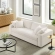 Commix Down Filled Overstuffed Sleeper Sofa in Pure White Linen Like Fabric