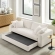 Commix Down Filled Overstuffed Sleeper Sofa in Pure White Linen Like Fabric