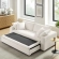 Commix Down Filled Overstuffed Sleeper Sofa in Pure White Linen Like Fabric