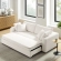 Commix Down Filled Overstuffed Sleeper Sofa in Pure White Linen Like Fabric