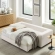 Commix Down Filled Overstuffed Sleeper Sofa in Pure White Linen Like Fabric