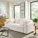 Commix Down Filled Overstuffed Sleeper Sofa in Pure White Linen Like Fabric