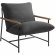 Raya Outdoor Sling Lounge Chair in Gray Boucle Fabric, Faux Wood & Metal