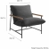 Raya Outdoor Sling Lounge Chair in Gray Boucle Fabric, Faux Wood & Metal