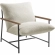 Raya Outdoor Sling Lounge Chair in Ivory Boucle Fabric, Faux Wood & Metal