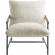 Raya Outdoor Sling Lounge Chair in Ivory Boucle Fabric, Faux Wood & Metal