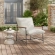 Raya Outdoor Sling Lounge Chair in Ivory Boucle Fabric, Faux Wood & Metal