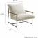 Raya Outdoor Sling Lounge Chair in Ivory Boucle Fabric, Faux Wood & Metal