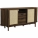 Reid 63" Curved Sideboard in Walnut Finish Laminate & Synthetic Rattan