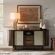 Reid 63" Curved Sideboard in Walnut Finish Laminate & Synthetic Rattan