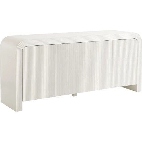 Waterflute 70" Fluted Sideboard Cabinet in Ivory White Finish Wood Veneer