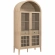 Nolan Arched Bar Cabinet in Light Oak Finish & Tempered Glass