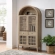 Nolan Arched Bar Cabinet in Light Oak Finish & Tempered Glass