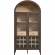 Nolan Arched Bar Cabinet in Dark Walnut, Oak Finish & Tempered Glass
