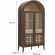Nolan Arched Bar Cabinet in Dark Walnut, Oak Finish & Tempered Glass