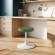 Lippa Round Stool in Leaf Green Vegan Leather & White Metal