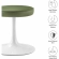 Lippa Round Stool in Leaf Green Vegan Leather & White Metal