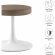 Lippa Round Stool in Mushroom Brown Vegan Leather & White Metal