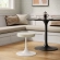 Lippa Round Stool in Stone Ivory Vegan Leather & White Metal