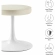 Lippa Round Stool in Stone Ivory Vegan Leather & White Metal