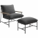 Raya Outdoor Lounge Chair & Ottoman in Gray Boucle Fabric, Faux Wood & Metal