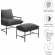 Raya Outdoor Lounge Chair & Ottoman in Gray Boucle Fabric, Faux Wood & Metal