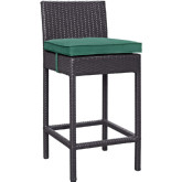 Convene Outdoor Bar Stool in Espresso Poly Rattan & Green