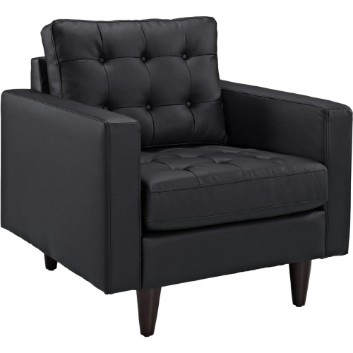 Empress Armchair in Tufted Black Leather