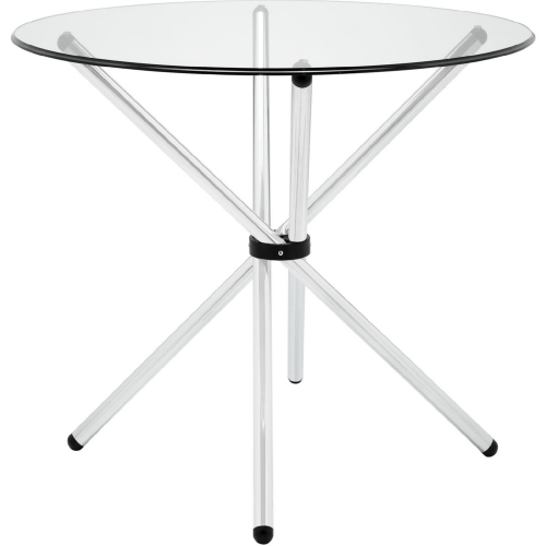 Baton Dining Table in Chromed Steel w/ Tempered Glass Top