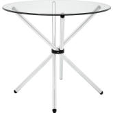 Baton Dining Table in Chromed Steel w/ Tempered Glass Top