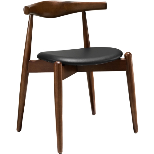 Stalwart Dining Side Chair in Dark Walnut w/ Black Vinyl Seat