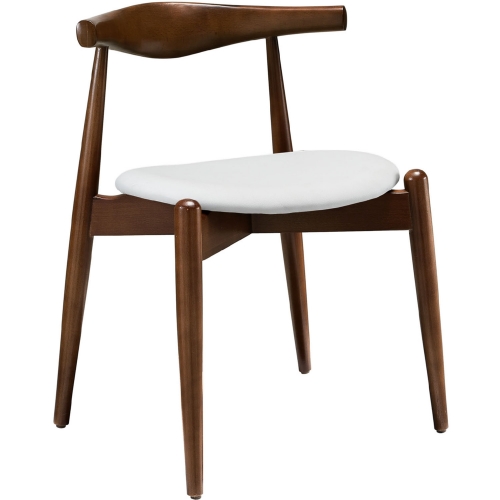 Stalwart Dining Side Chair in Dark Walnut w/ White Vinyl Seat