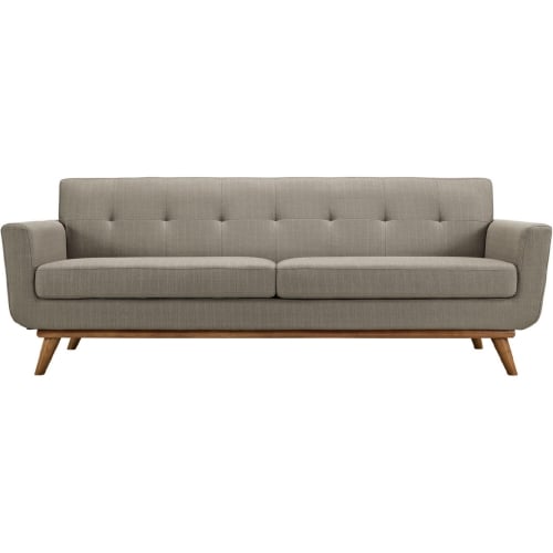 Engage Sofa in Tufted Granite Tufted Fabric w/ Cherry Wood Legs