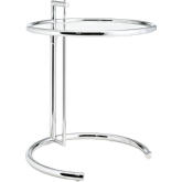 Eileen Gray Adjustable Height Side Table in Glass & Chrome