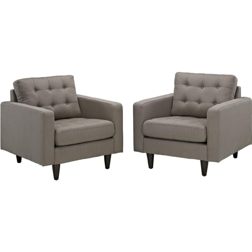 Empress Upholstered Armchair in Tufted Granite Fabric (Set of 2)