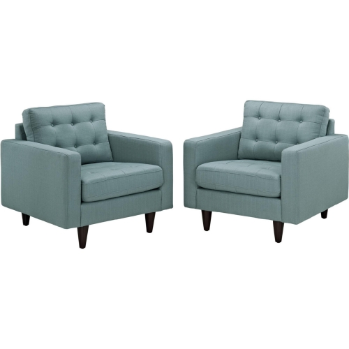 Empress Upholstered Armchair in Tufted Laguna Fabric (Set of 2)