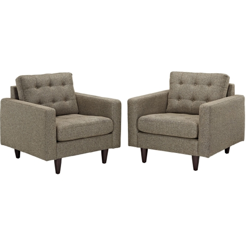 Empress Upholstered Armchair in Tufted Oat Fabric (Set of 2)